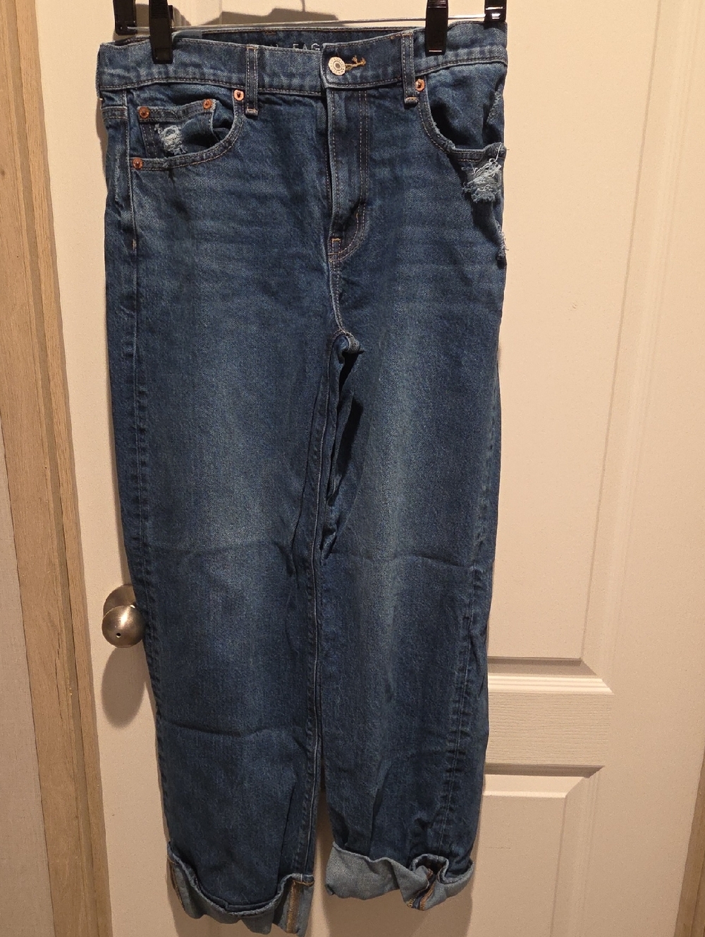 American Eagle Outfitters Dark Blue Denim Jeans with Copper Button